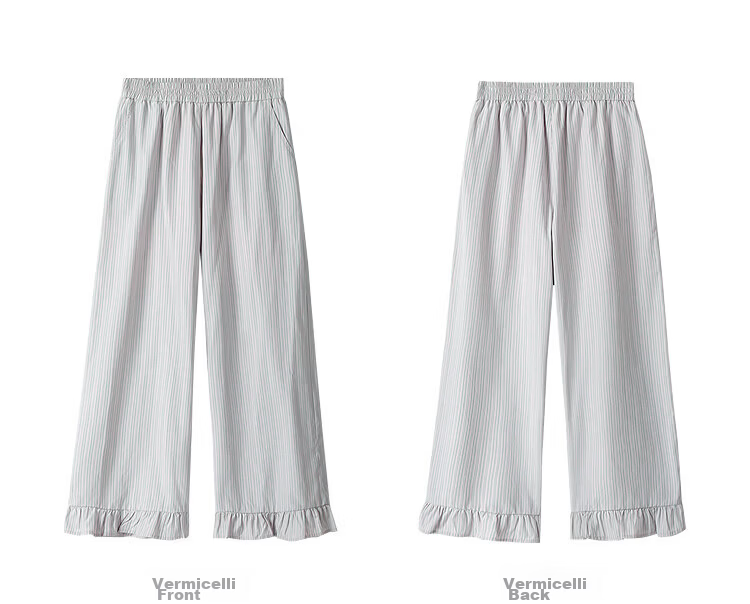 INMAN Lyocell Cotton Vintage Striped Wide-Leg Pants 2026 Summer Women's New Elastic Waist Ruffle Trousers 20